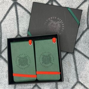 Columbus Citizen Foundation Italian Faux Leather Travel Luggage Tag Pair Set